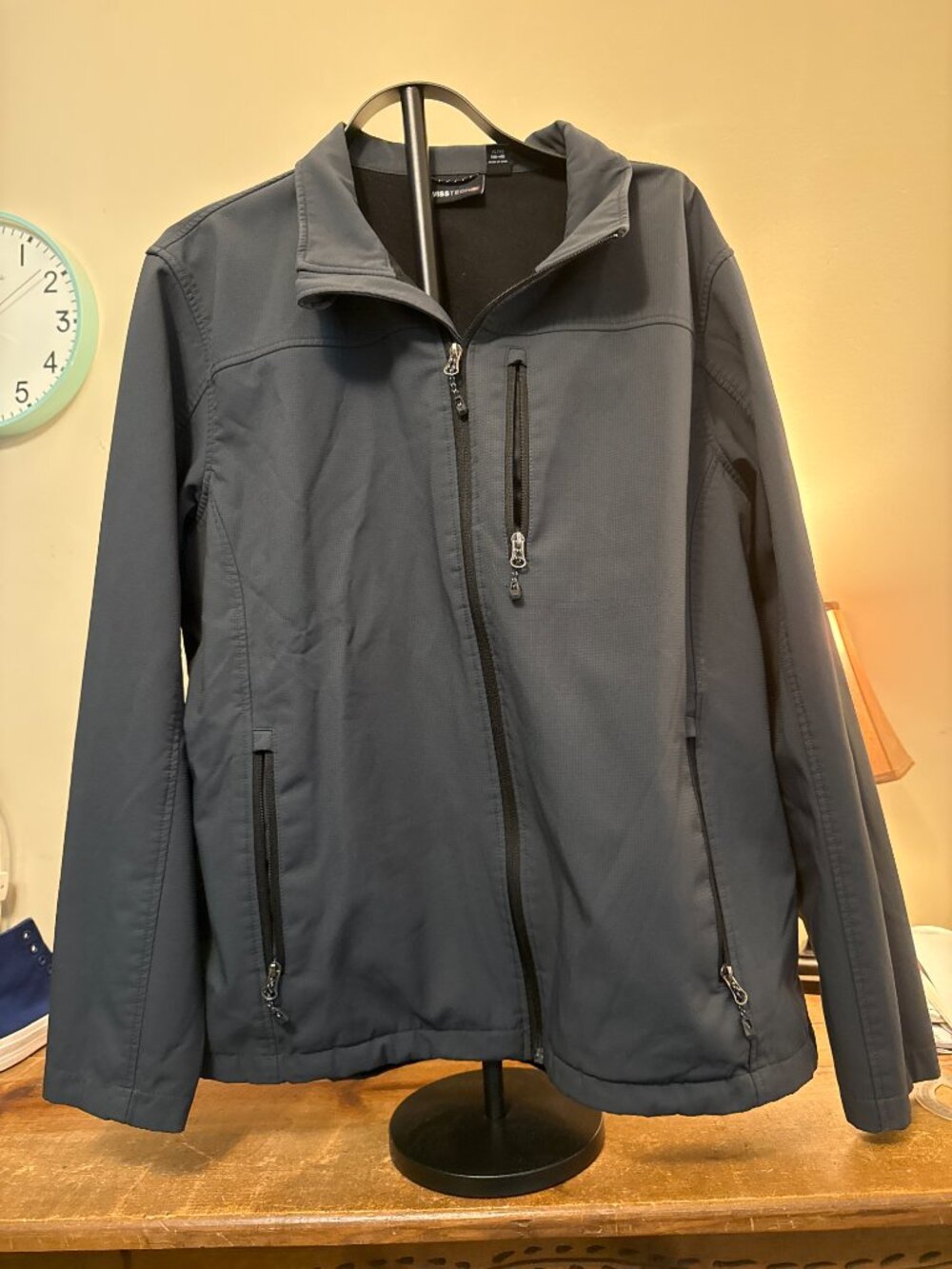 Swiss Tech Men’s Gray Jacket Fleece Lined Full Zip Outdoor Casual Size XL